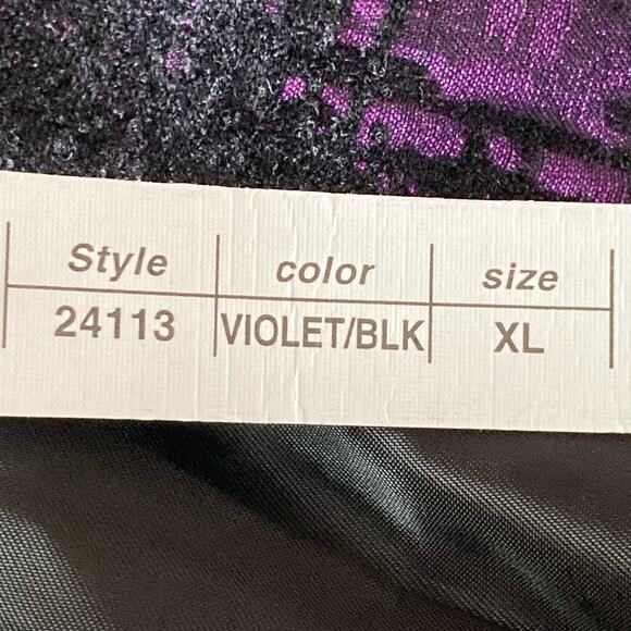 Samuel Dong Purple Shimmer Black Plaid Cropped Blazer Shawl Collar Sz XL Career - Picture 11 of 11